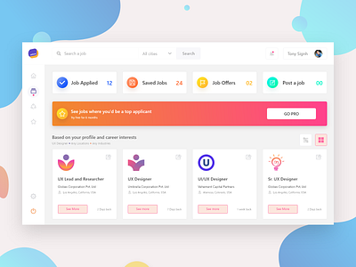 Job Portal Dashboard dash board dashboard dribbble gradient job job portal logo ui ux web website