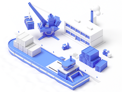 Shiploader 3d c4d design illustration isometric port rboy rocketboy ship