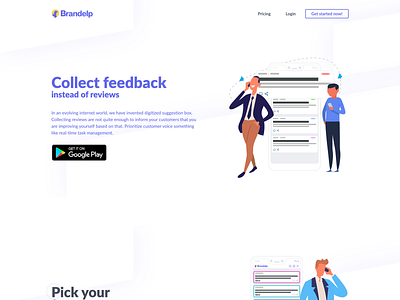 Brandelp - Digitized suggestion box management and tracking tool landing logo ui ux web website