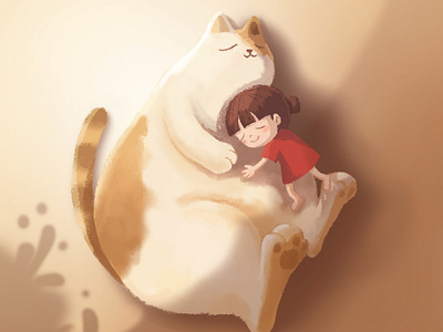 Huge Cat character design illustration