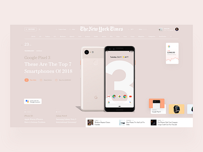 Google Pixel 3 book design interface news photo slide ui web