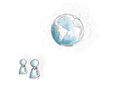 Globe illustration tech drawing