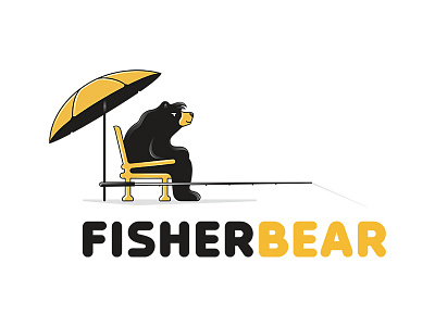 FisherBear bear logo fish logo fisher logo logotype umbrella