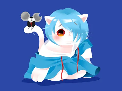 Anime Kitty : Rei Ayanami aniamtion anime cat cute effyzhang eva flat google gradient hot illustration japan kitty lovely manga popular rei ayanami