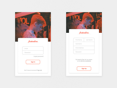 Festivalers | Mobile App | Sign In Screen | UX/UI app design mobile app ui ux
