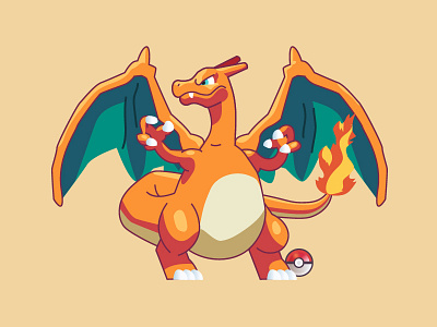 #006 3ds animal character design charizard design draqon fire flat graphic illustration ilustracion modern nintendo pikachu pokeball pokemon pokemon go pokemongo switch vector