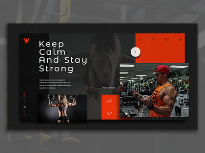 Gym design gym icon main page shots sport strongman ui web