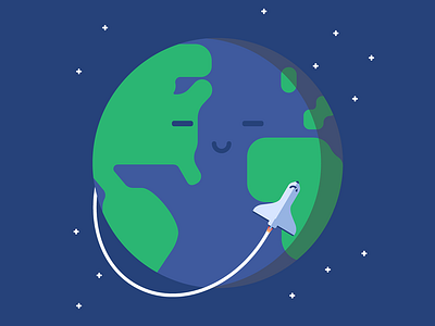 Progress app earth illustration kawaii onboarding orbit planet planet earth progress shuttle space space exploration uidesign