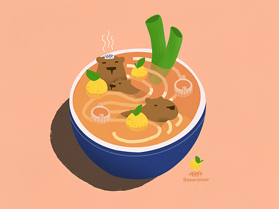 Japan Diary: Capivara Onsen Ramen capivara digital painting illustration ipadpro japan kawaii procreate ramen