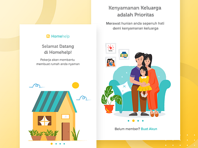 Homehelp UI illustrations design home home app illustration mobile app mobile app design on boarding screens onboarding screens ui