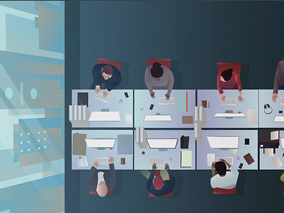 Office People aoffice city desks illustration photoshop scifi vector vector animation