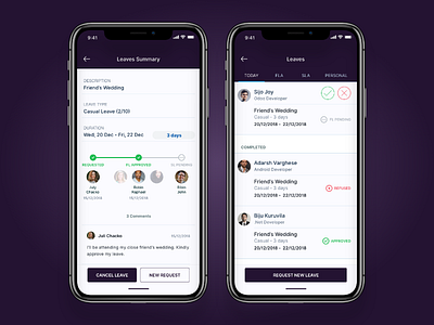 Leaves App email app employee ios leaves office ui ux work