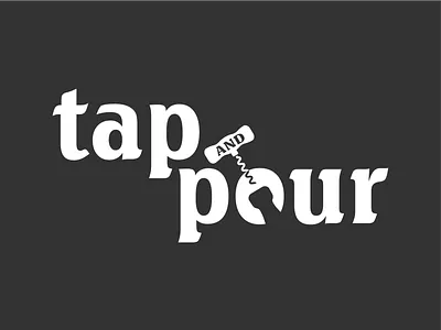 Tap & Pour bottle brand corkscrew logo logo 3d minimal minimalistic opener simple wine