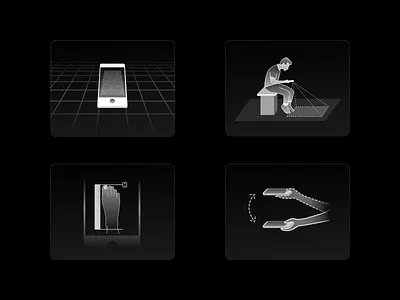 Illustrations - AR Shoe Size Finder black and white dark theme e fashion gradient icons illustration minimal myntra on boarding ui