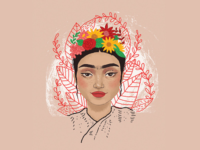 Frida cartoon character digital portrait drawing frida frida kahlo girl illustration portrait shot