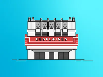 Des Plaines Theater R2 adobe illustrator architecture building des plaines illustration theater