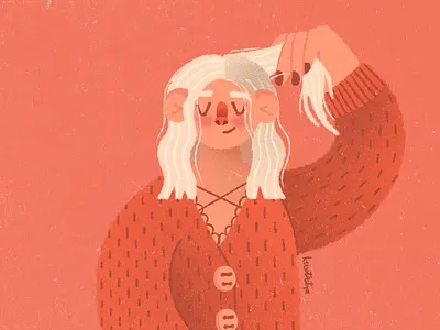 Blushing blond blushing bright character character design girl hair illustration orange