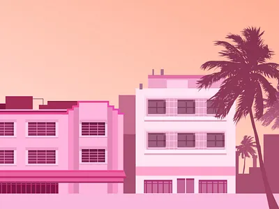 The Architecture in Miami architechture art deco bright illustr8ed illustrated illustration miami pink