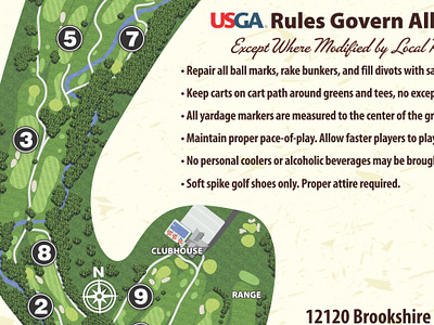 Brookshire Golf Club Scorecard -- Map and Rules design golf illustration maps sports