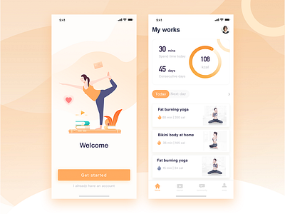 Yoga app practice app guide page home illustration