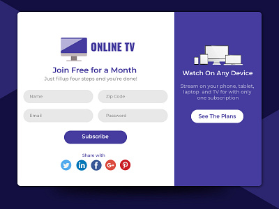 Subscribe - design for #dailyui #026 adobe illustrator creative design dailyui design illustration online app online tv subscribe subscribe form ui ux vector