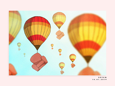 View Card_Dream 2019 adobe illustrator air balloon apparel design art board cloud colourful design dream dribbble graphic design illustration place sky vector view card