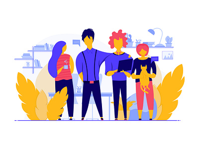 Team Up! characters digital digital 2d digitalart digitalillustration flat flatillustration illustration team teamup together work workdesk worktogether workwithus