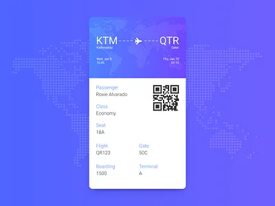 Daily UI 024 Boarding Pass airplane app app design boarding pass dailyui destination mobile mobile app qrcode ui ux