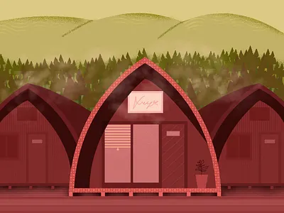 Cabin House bungalow cabin design forest house illustration landscape mountain nature tree