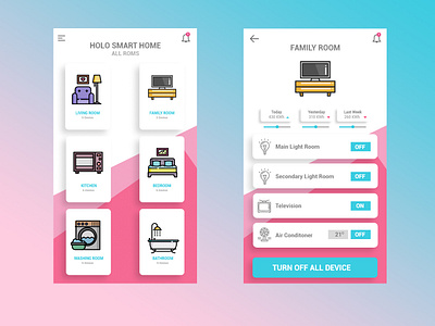 Holo Smart Home app branding design flat illustrator ios lettering minimal ui ux web website