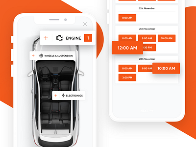 Instant Repairs App app car clean mechanic mobile orange repair ui ux