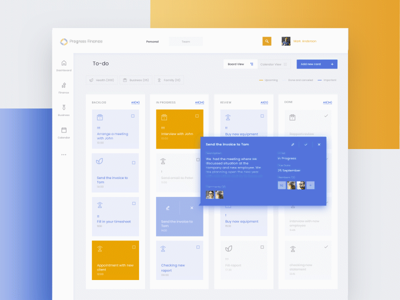Finance To Do app branding design finance objectivity ui ux