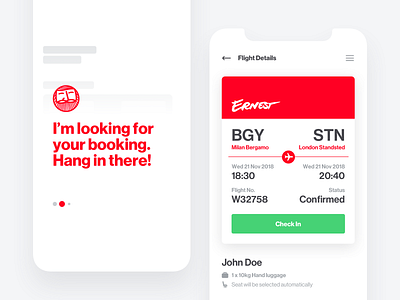 Ernest ― Fly with style airline boarding booking flight mobile rwd ticket ui