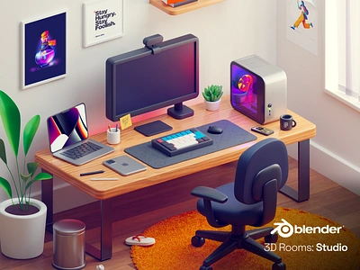 3D Rooms - Work Studio - Blender 3d blender isometric modeling workspace