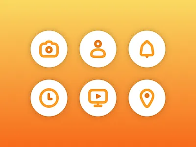 Icons 2d camera icons location notification play profile time tv