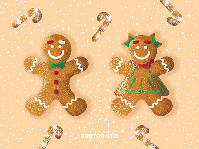 Flat Design Gingerbread Man Character adobe art brushes cartoon character character design christmas design draw drawing fanny flat flat design illo illustration illustrator new year texture vector vector art