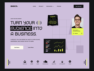 Busco Tech Company. business businessmen clean company corporate creative header inspiration interface investment minimalist orix sajon services startup tech technology typography ui web