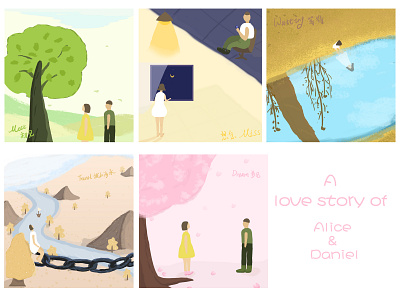 A love story of Alice and Daniel design drawing illustration