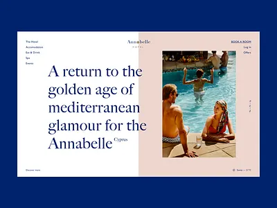 Luxury Hotel Homepage book a room booking hospitality hotel hotel website luxury pool serif spilt split page ui ui design ui designer web design website