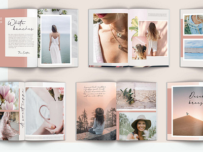 Layered Lookbook Interior 1 beige design feminine feminine design indesign indesign template layered lookbook pink typography