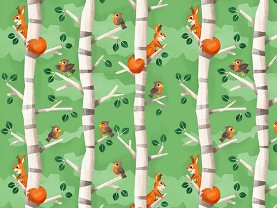 birch tree and squirrel pattern pattern robin skwirrol spoonflower squirrel tree