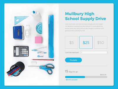 Daily UI | 032 crowdfunding daily ui challenge dailyui dailyui 032 design school school supplies ui web