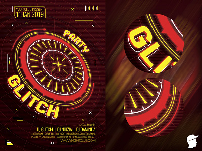 Glitch Party Flyer 2019 2 Template Template channel shift cmyk daminda daminda design digital distortion disturb editable effect effects glitch glitch party hud new wave noise photo photoshop post poster rave