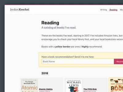 Reading Catalog + Recommendations books bookshelf form grid personal blog personal site reading reading list recommendations san francisco typogaphy web website