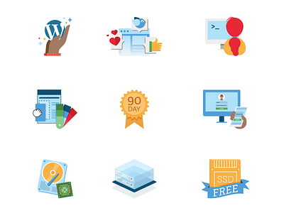 Custom Icons app brand branding design digital illustration flat hosting illustration illustrator logo mark symbol icon marketing minimal ui ux vector vector illustration web website wordpress