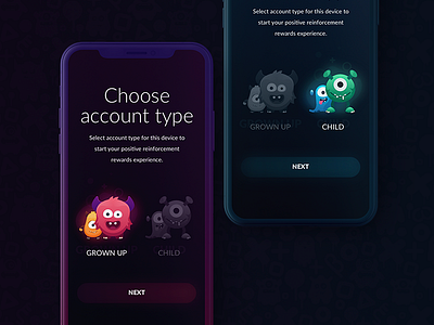 Account type switcher background art illustration ios minimalism monster switch ui ux