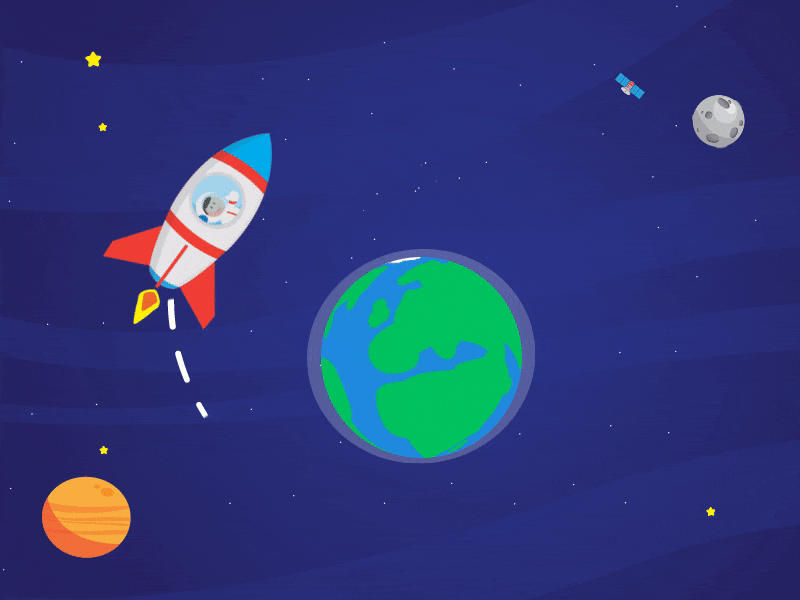 Earth Orbit 2d animation earth illustration orbit rocker space