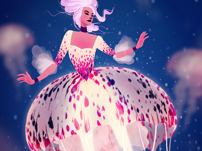 Jellyfish Duchess Character Design character design drawing illustration photoshop underwater wacom