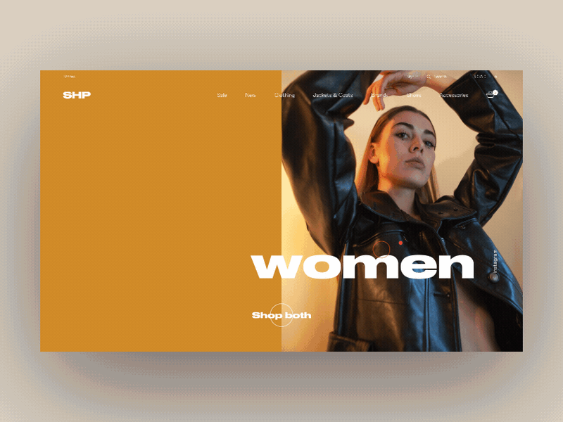 Shop - Daily animated UI animation clothes clothing concept design desktop gif interaction interface men minimal motion shop shopping smooth ui ux web women yellow