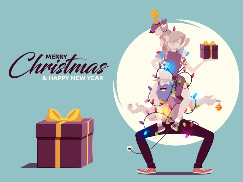 Stay At Home Dad - Family celebration cartoon celebration christmas comics daughter family father fun mother new year together